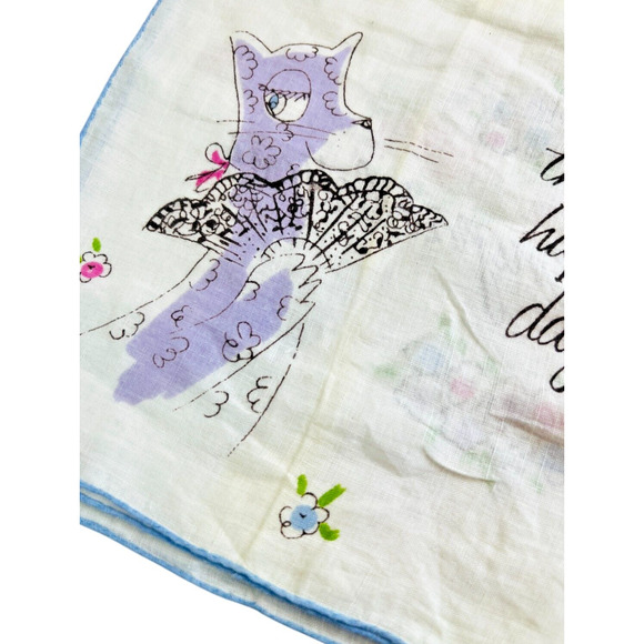 Vintage Welcher Handkerchief Anthropomorphic Cats Congratulations Wedding READ - Picture 9 of 12